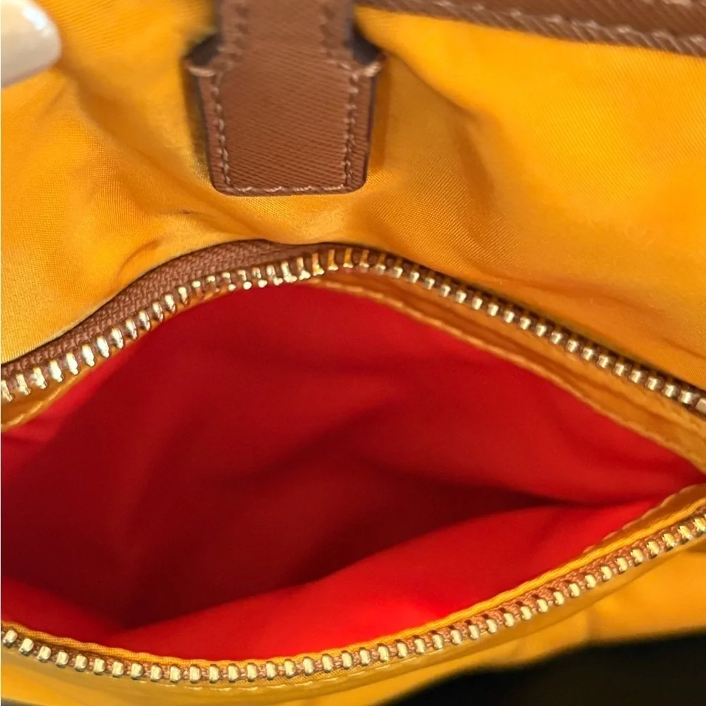 Michael Kors Kempton Medium Pocket Nylon Tote Handbag Purse Hunter Forest Yellow